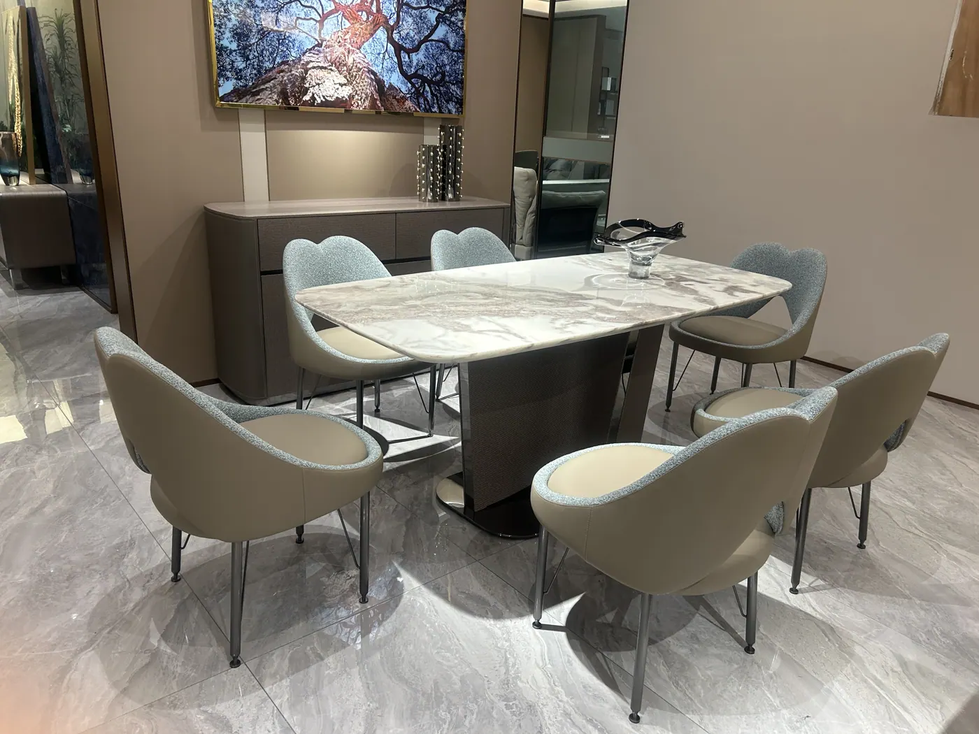 Light dining showroom setting