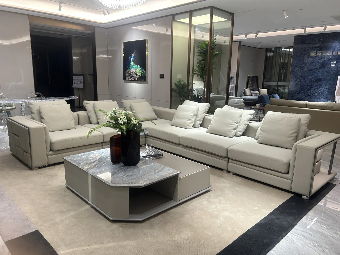 Cream sectional showroom setting