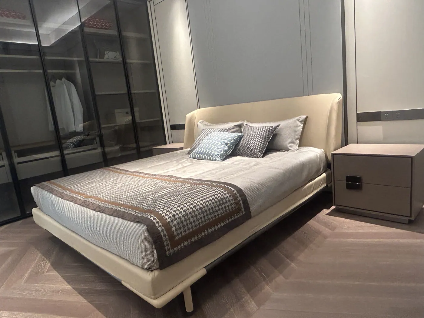 Tailored bed showroom setting